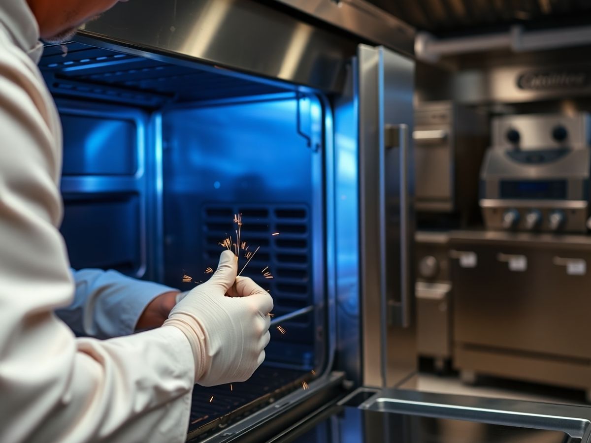 Chef fixing commercial kitchen equipment