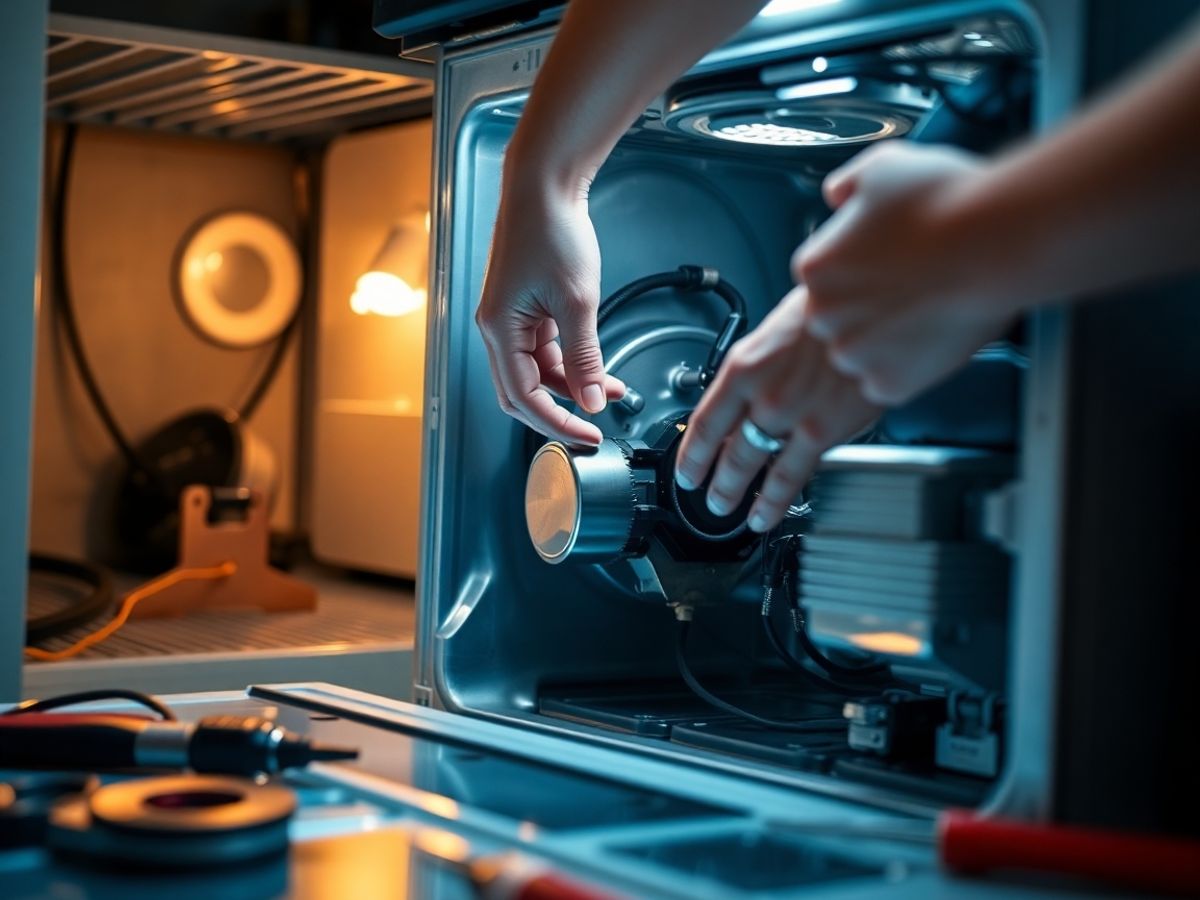 Technician repairing appliance