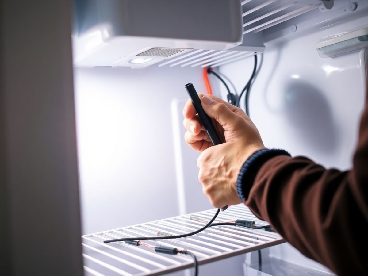 Serviceman working on a refrigerator