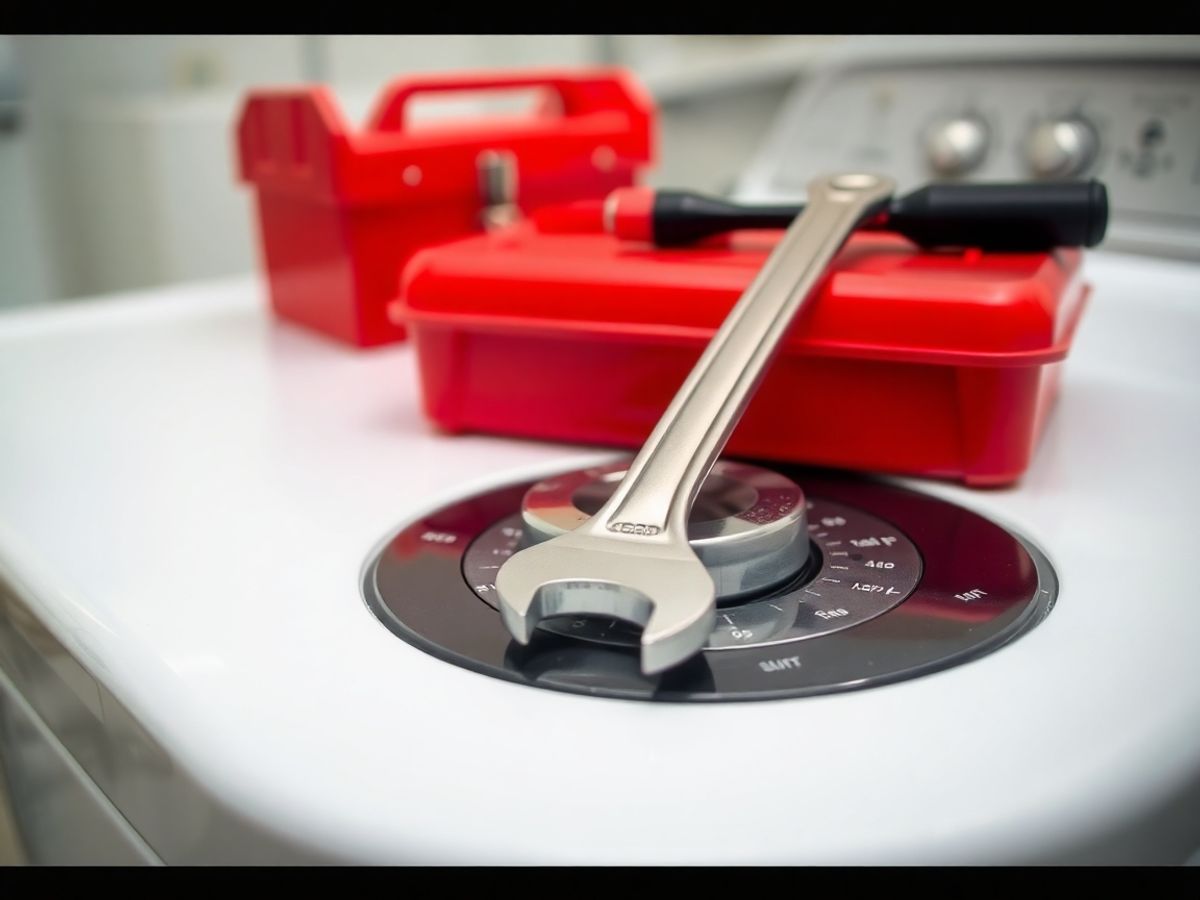 Washing machine, wrench, and Toolbox.