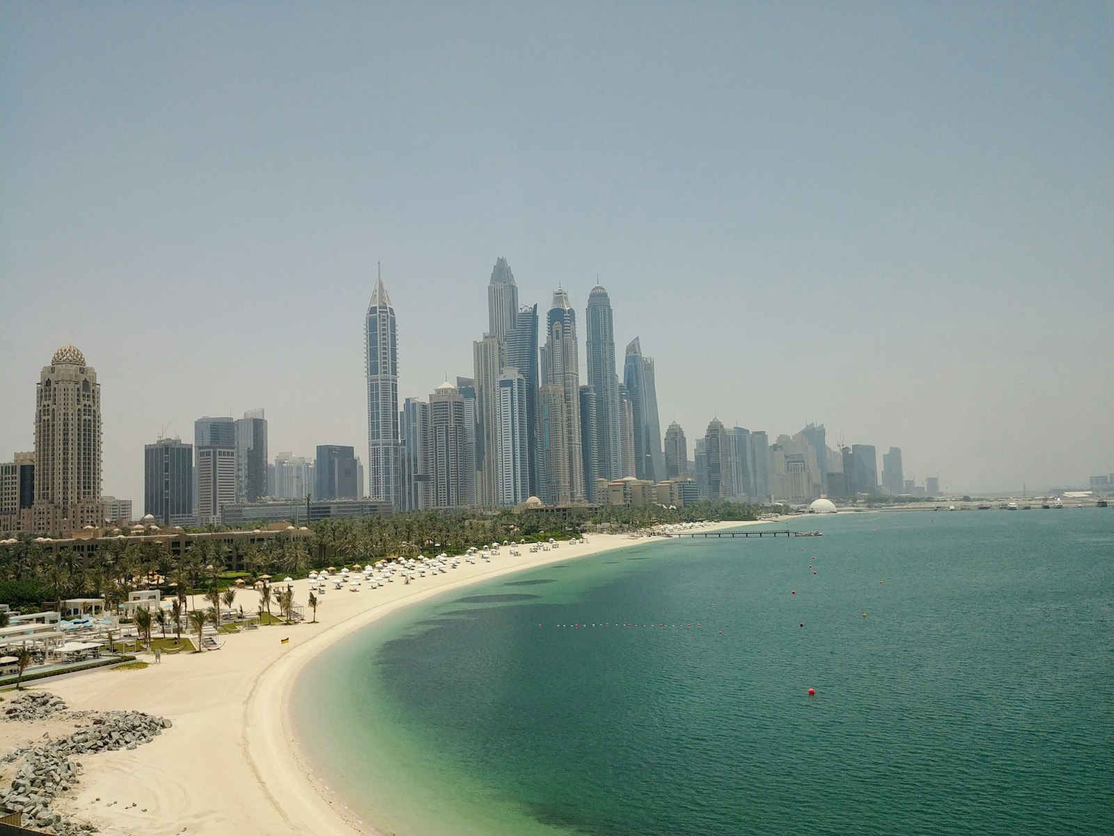 Dubai coastline skyline on a clear day