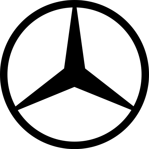 Mercedes-Benz iconic three-pointed star logo in black and white.