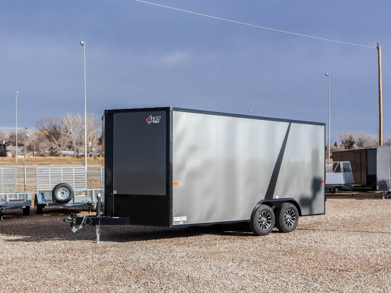 USED 2025 Aero 8.5' x 16' Blackout Package (Charcoal, 5K Axles, Ramp Door)