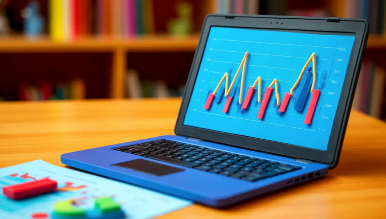Chart on a laptop screen showing rising demand trends symbolising shifts in the AI hiring market