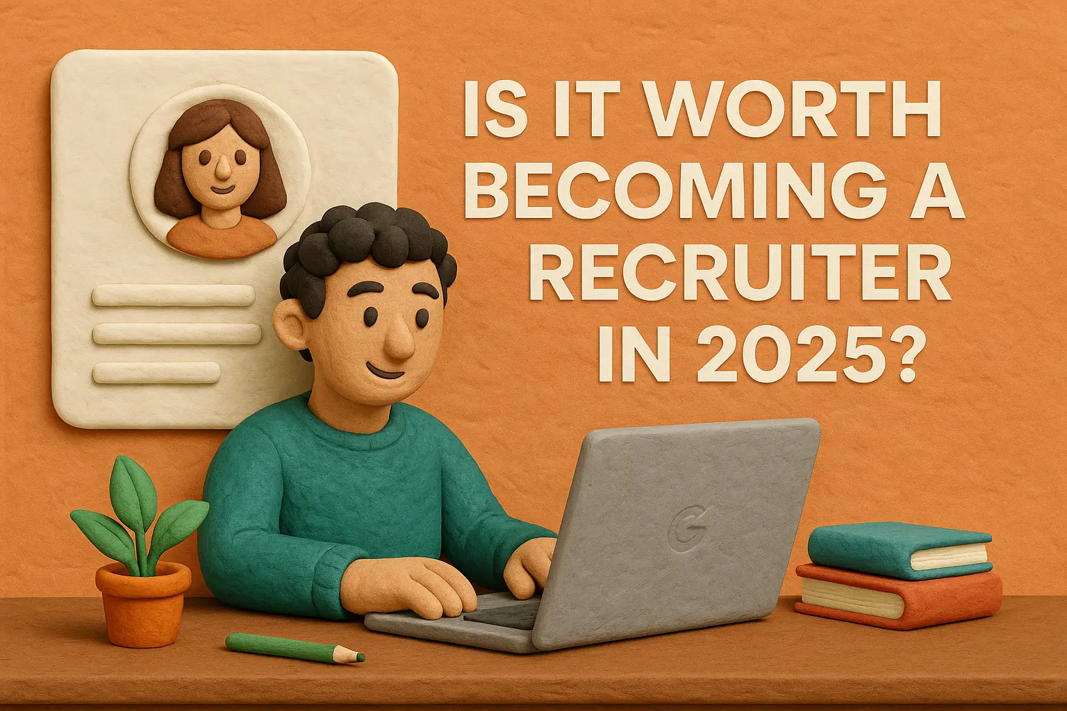 Person working remotely as a recruiter using AI sourcing tools on a laptop