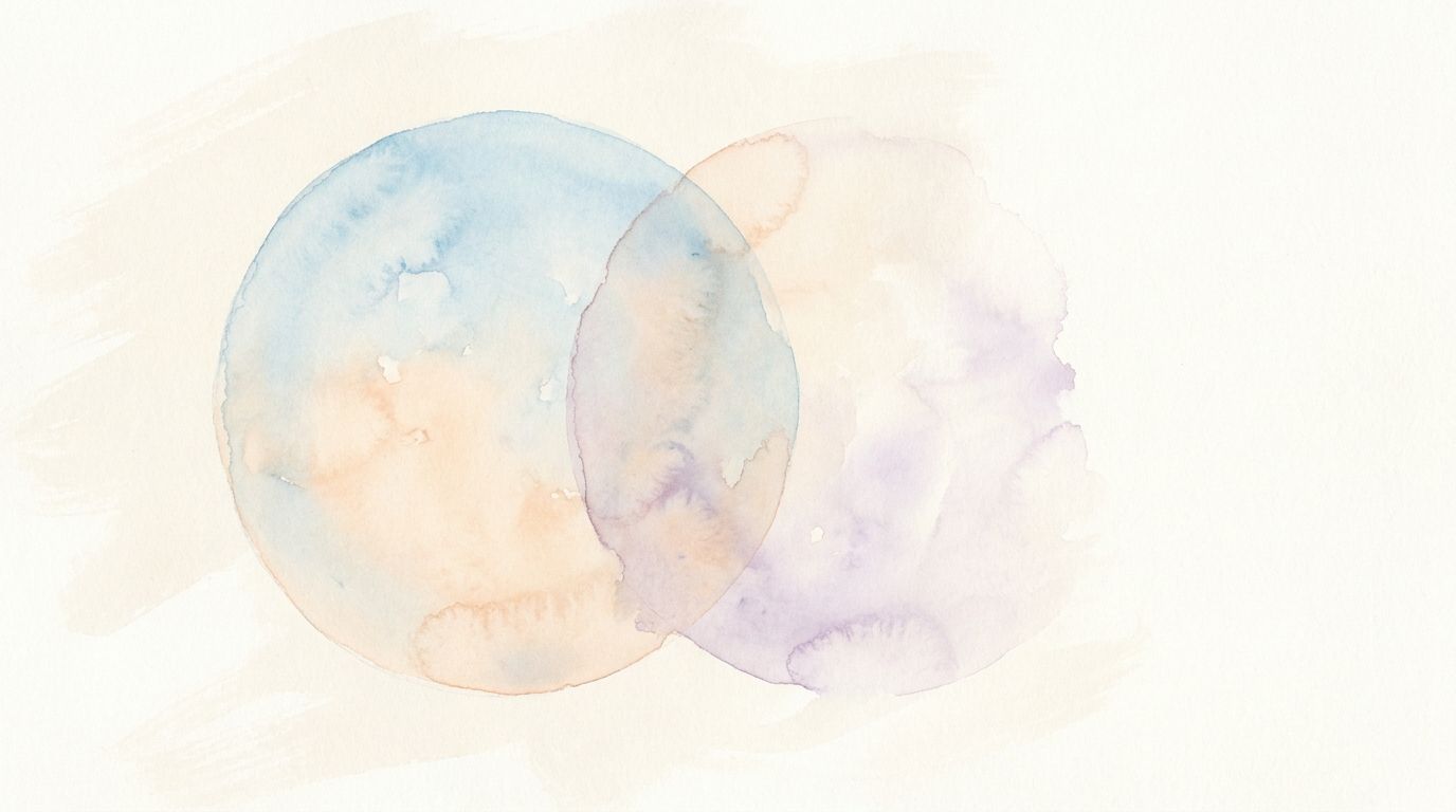 Watercolour illustration of two overlapping circles, one solid and one dissolving away, representing the trade-offs between a VMS and an MSP