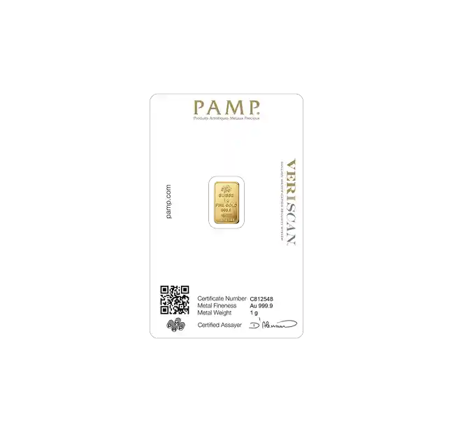 PAMP Fortuna 1g Gold Minted Bar back