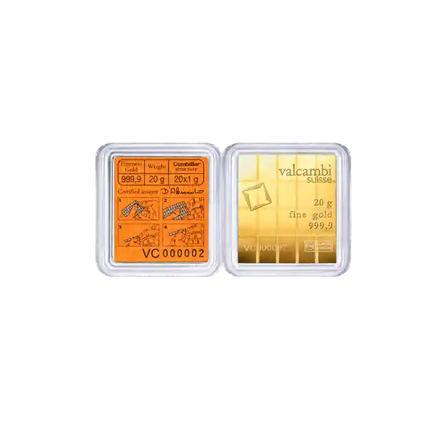 Valcambi Suisse 1oz Gold Combi Minted Bar back