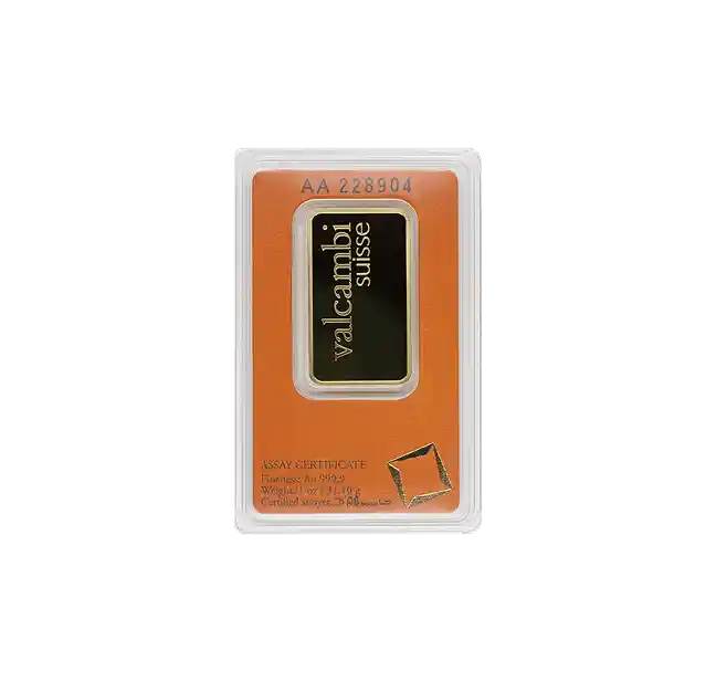 alcambi Suisse 1oz Gold Minted Bar front