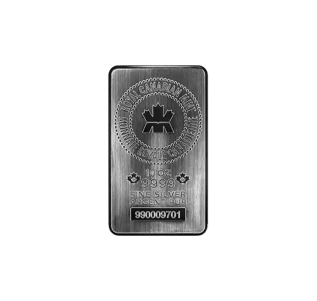 Royal Canadian Mint 10oz Silver Minted Bar front