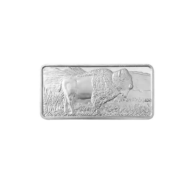 Highland Buffalo 10oz Silver Minted Bar Front