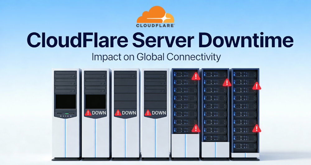7 servers shows error, implying the server down time of CloudFlare