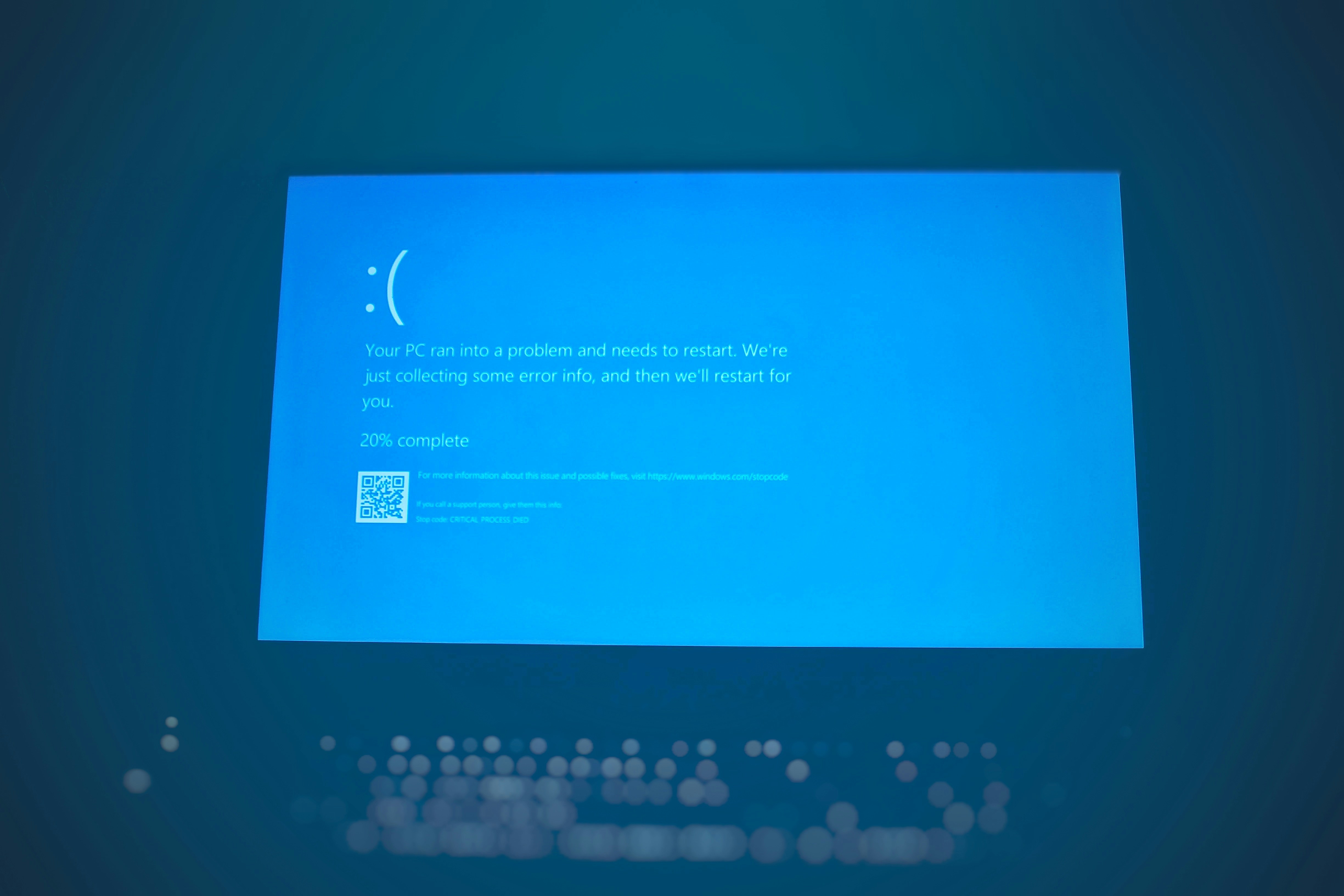 Error message shown on a computer screen