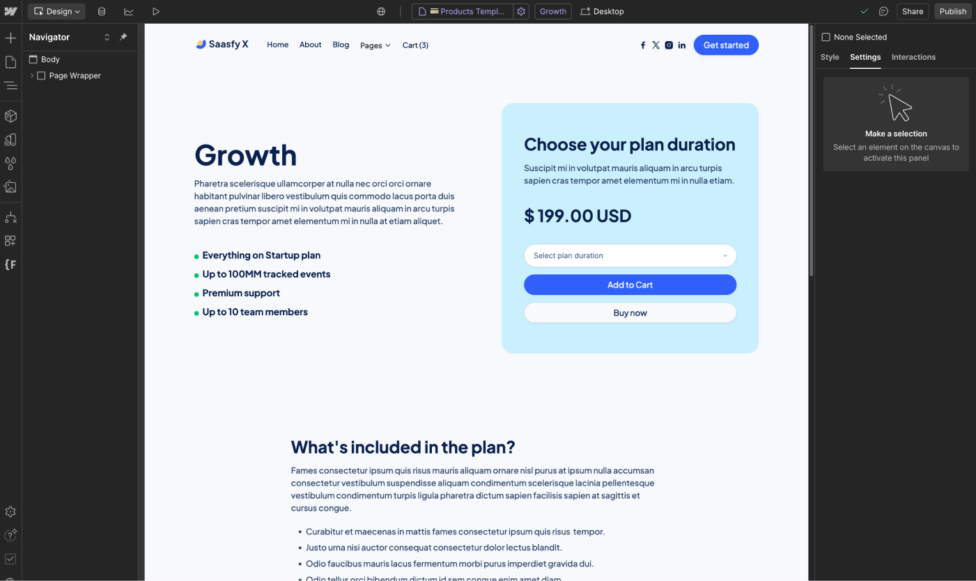 Saasfy X Webflow Template And Ui Kit - Ecommerce Page