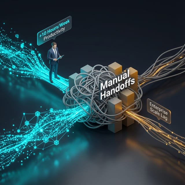 Manual handoffs create enterprise AI scale lag despite +10 hours/week productivity gains