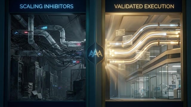 Comparison of messy scaling inhibitors and smooth validated execution in enterprise AI workflows