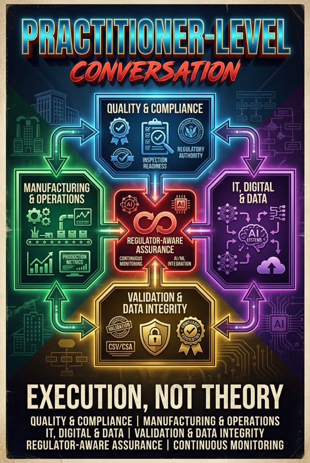 Practitioner-level GxP AI execution across quality, compliance, validation, manufacturing, and digital systems
