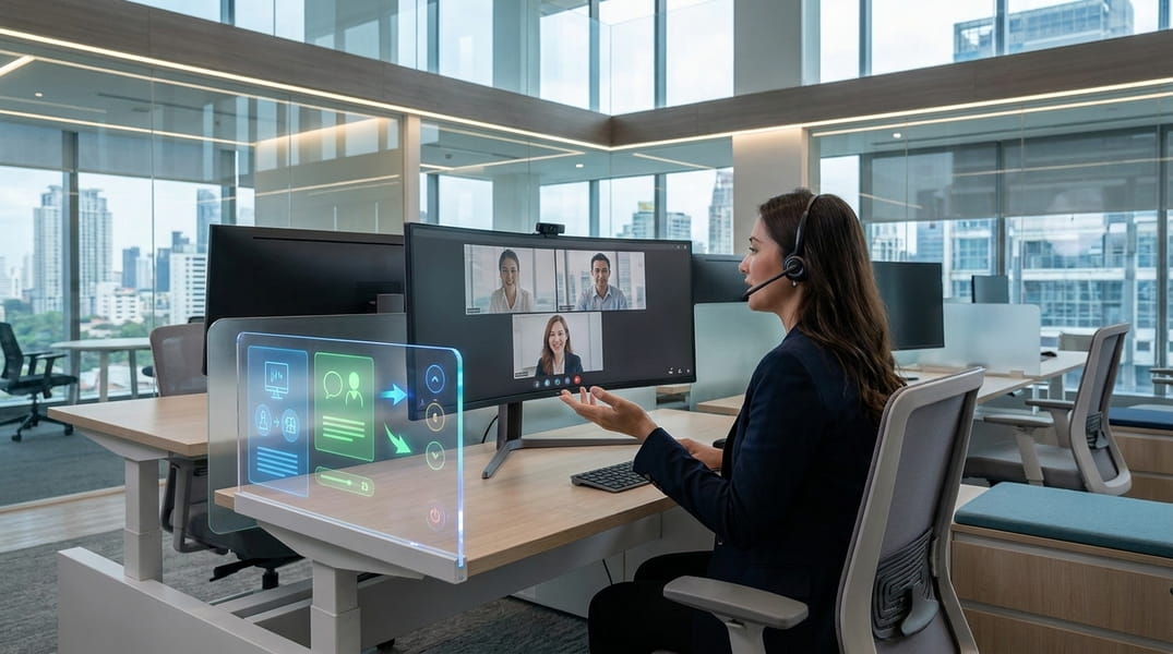 Salesperson receiving AI coaching