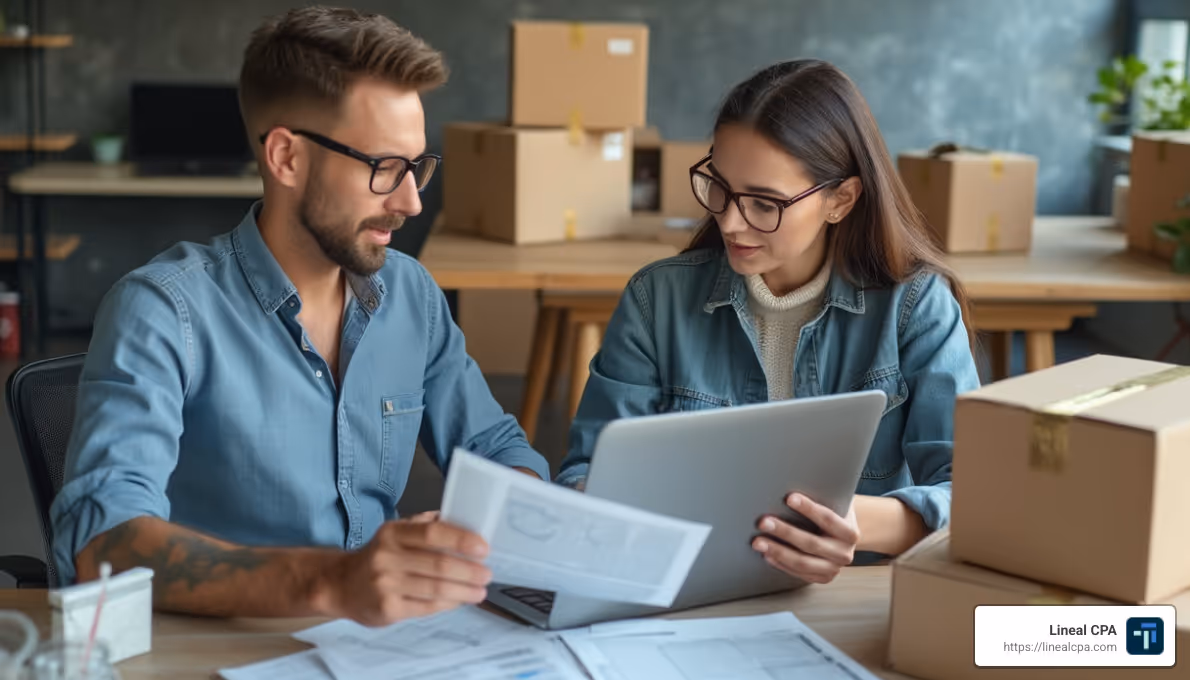 E-commerce tax accountant consulting with online business owner - e commerce tax accountant E-commerce tax accountant consulting with online business owner - e commerce tax accountant