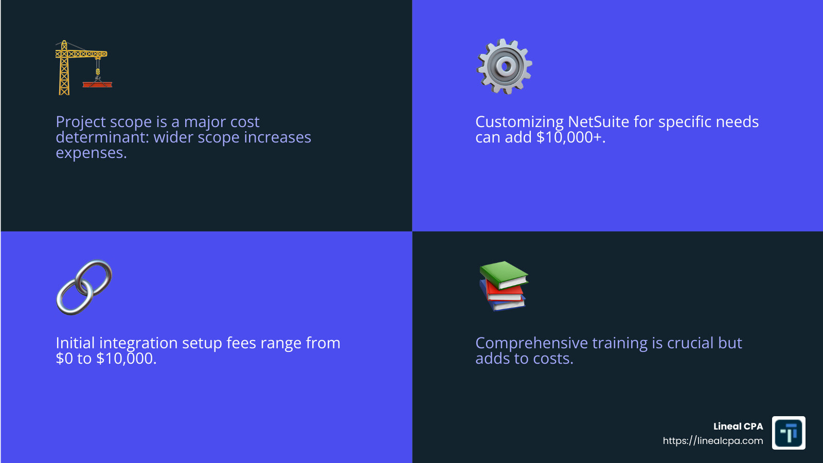 Factors Influencing NetSuite Implementation Costs - netsuite implementation costs infographic 4_facts_emoji_blue