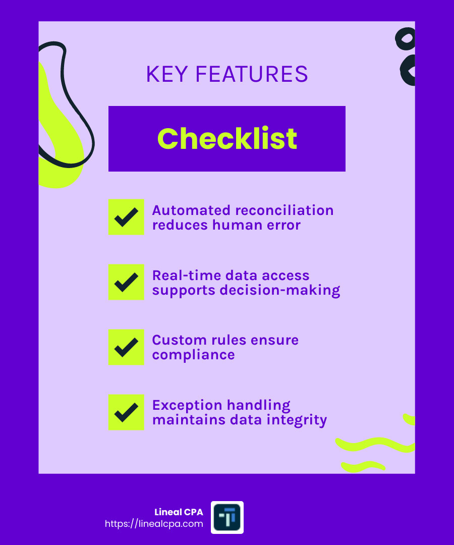 Comprehensive Reporting - NetSuite account reconciliation infographic checklist-fun-neon