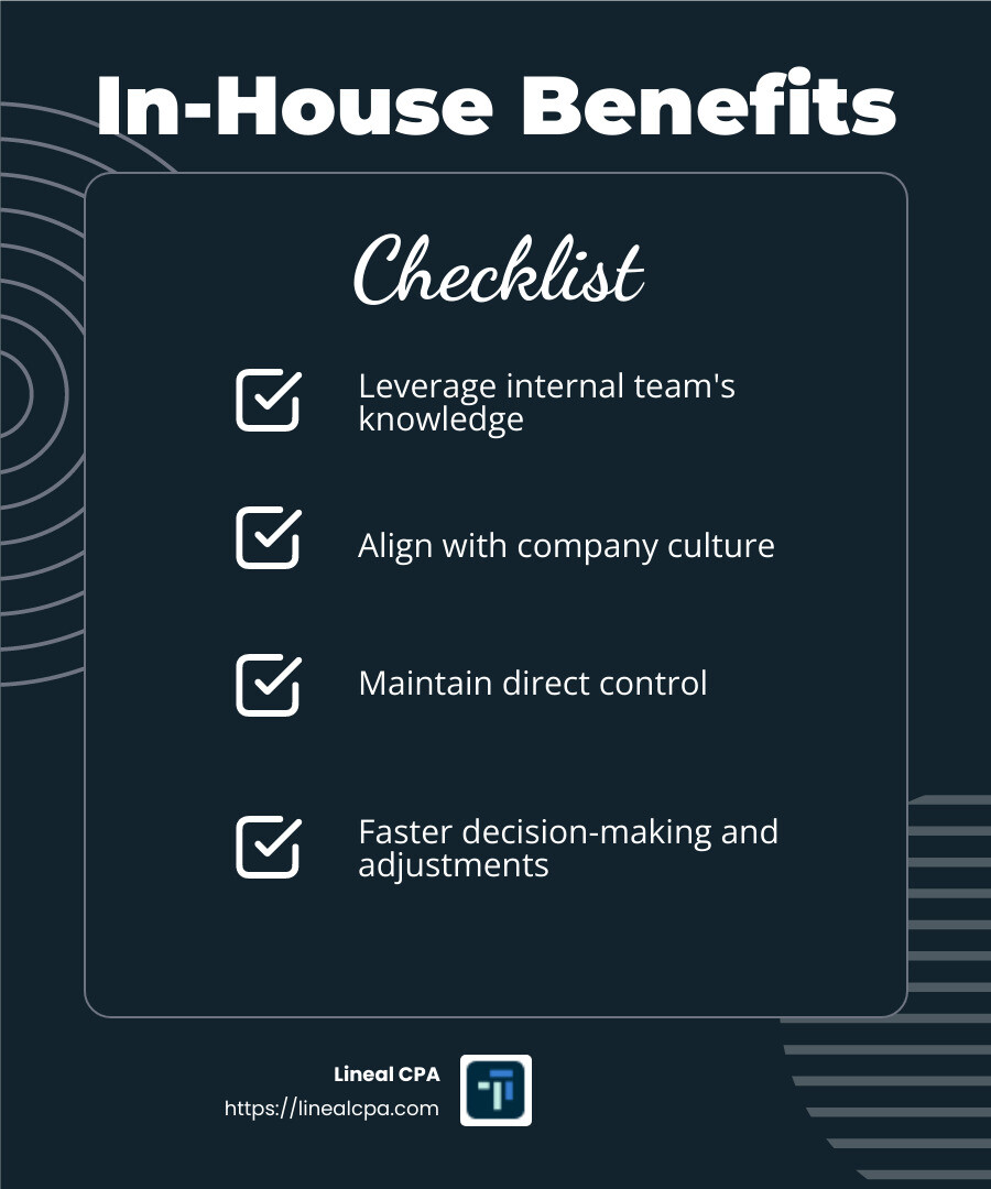 Direct control over implementation can lead to a more custom ERP system. - netsuite implementation consultants infographic checklist-dark-blue