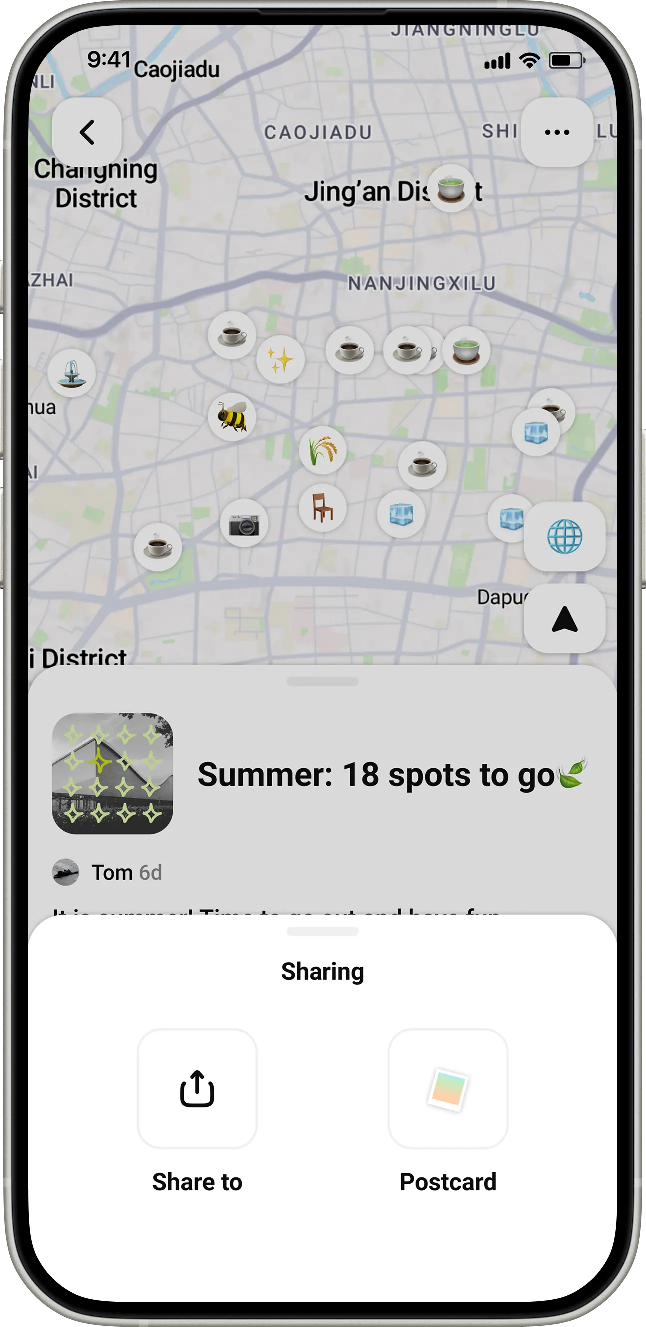 Share my map, make it a cute postcard and share it on Social media.