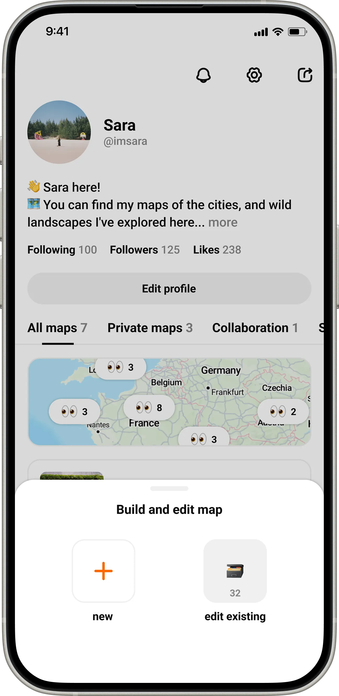 Build a personal map or edit an existing one.