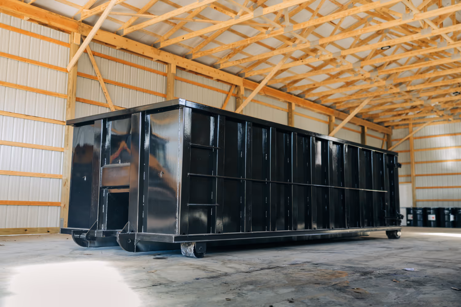 Black rectangular roll off container
