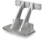 A white metal stand with two brackets on it