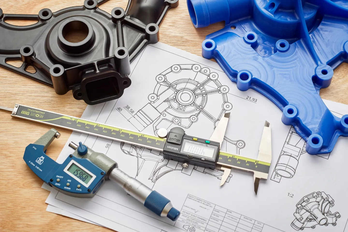 measuring and drawing plastic parts