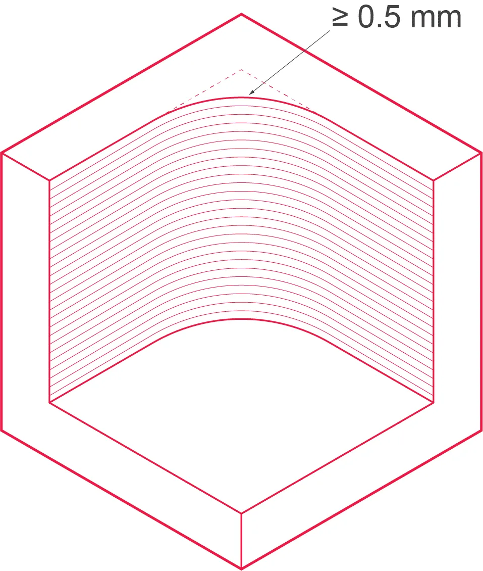 A drawing of a corner with a line drawn across it