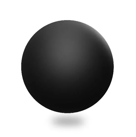 Black sphere with subtle shading and soft shadow underneath
