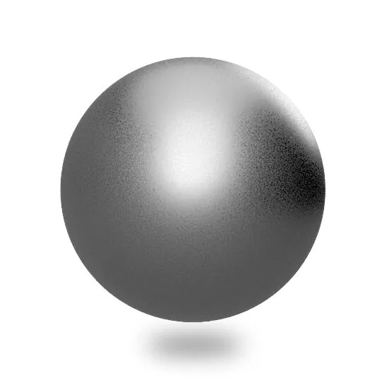 A silver ball on a white background
