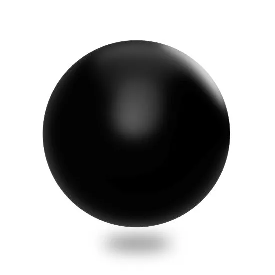A black ball on a white background