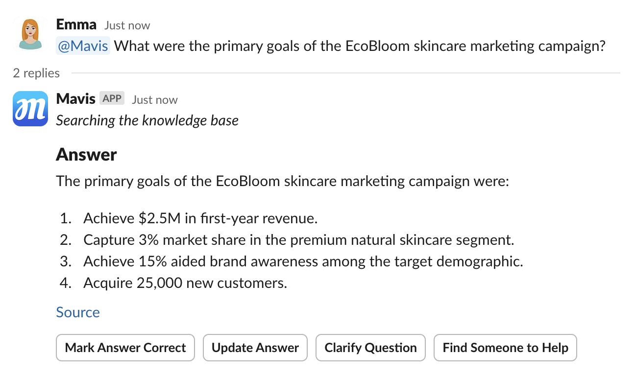 Mavis usage instructions in Slack