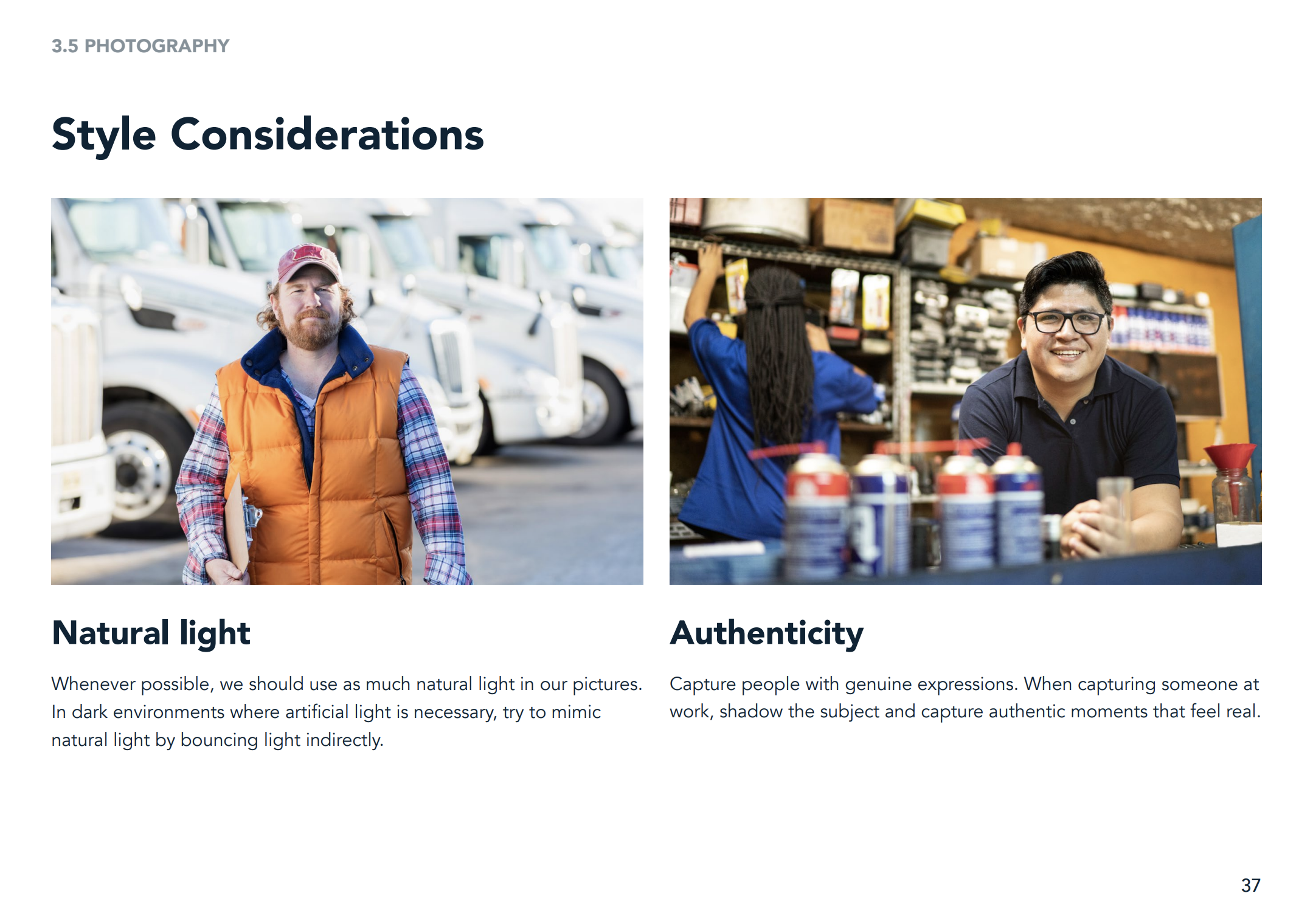 Client example: A page from Kensium's Brand Manual with imagery guidelines.