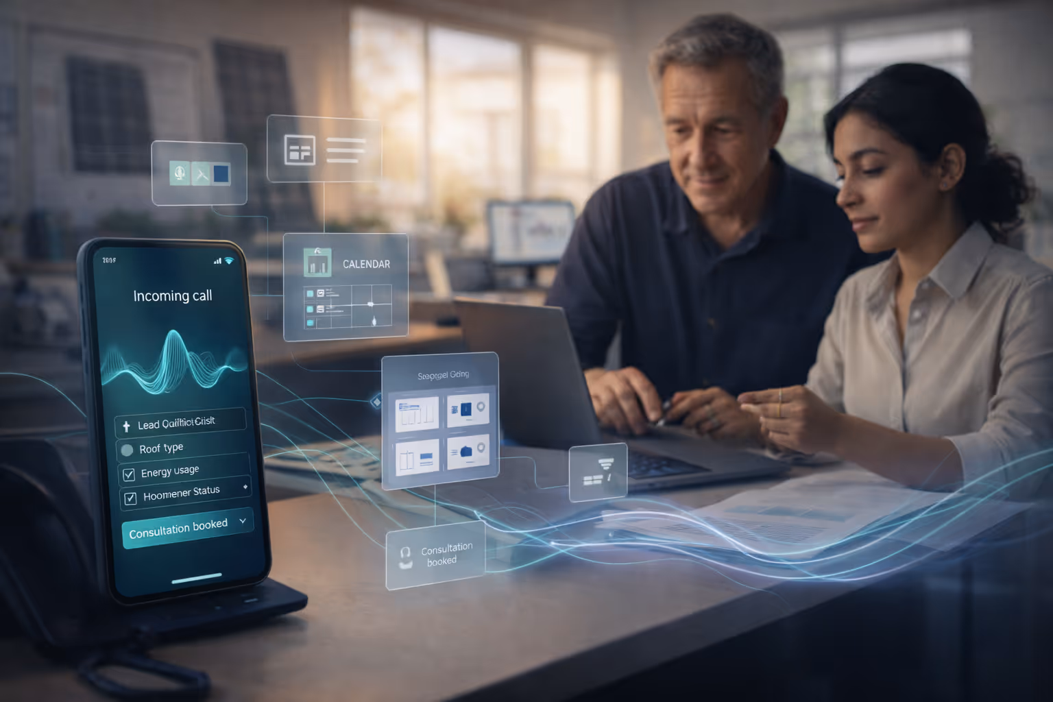 Voice AI call handling for solar companies
