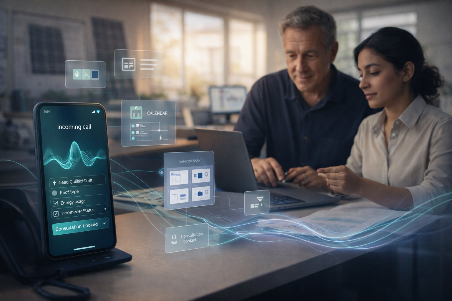 Voice AI call handling for solar companies