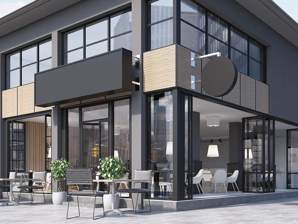 3D render of a caffe