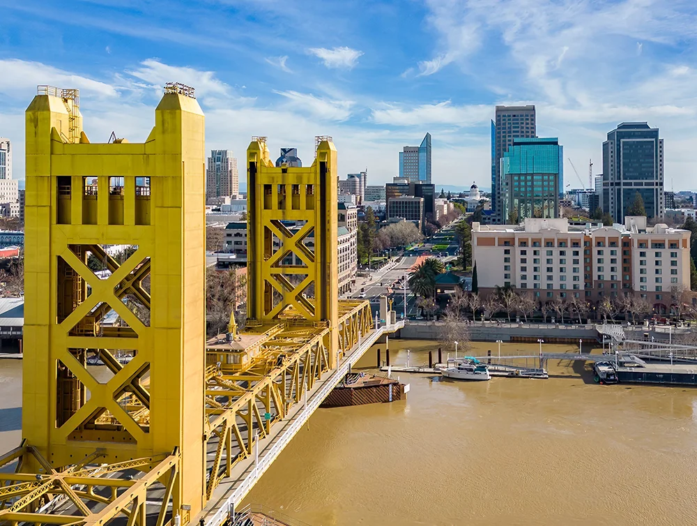 Aerial view of the downtown Sacramento, California.