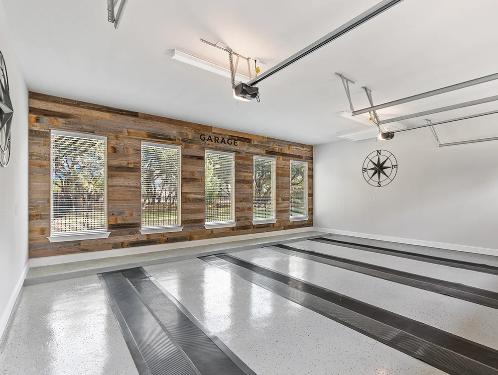 Beautiful interior of a garage.