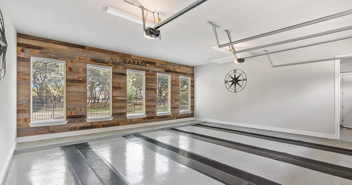 Beautiful interior of a garage.