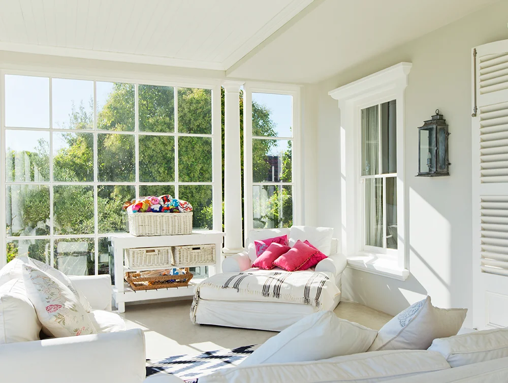 Cozy sunroom of a house.