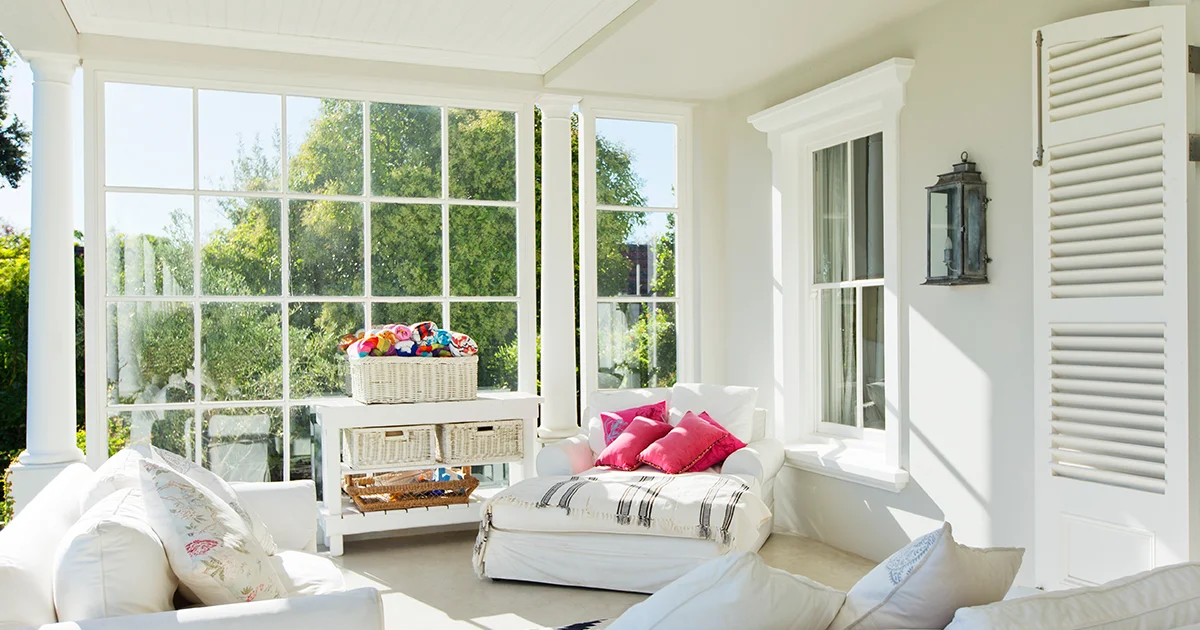 Cozy sunroom of a house.