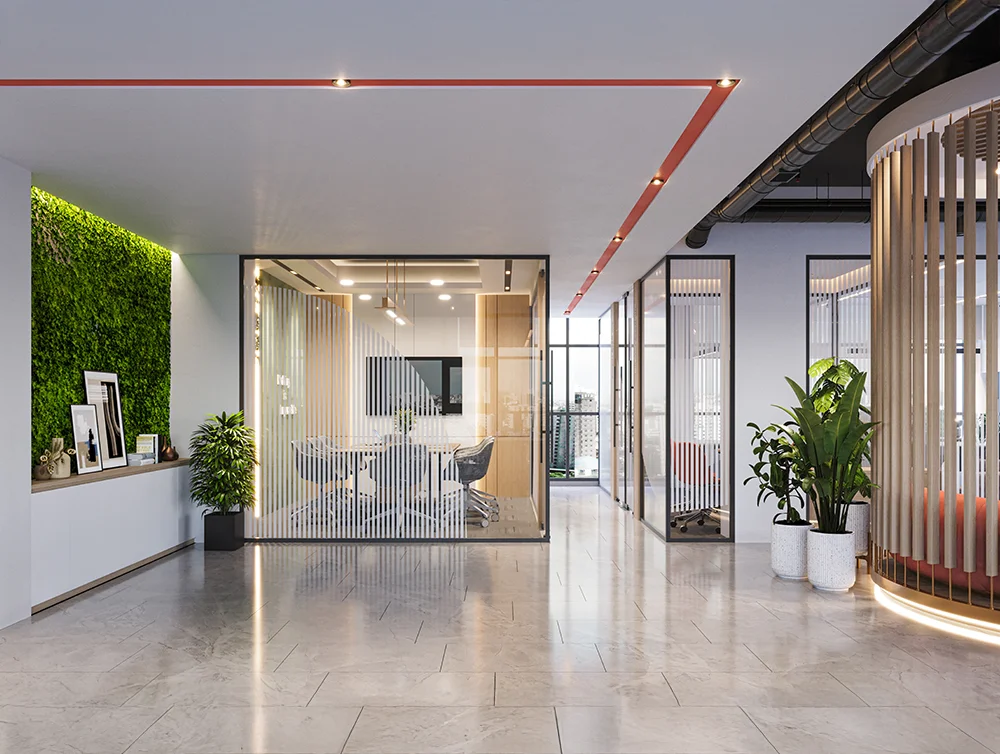 3d Render of a office in a commercial building.