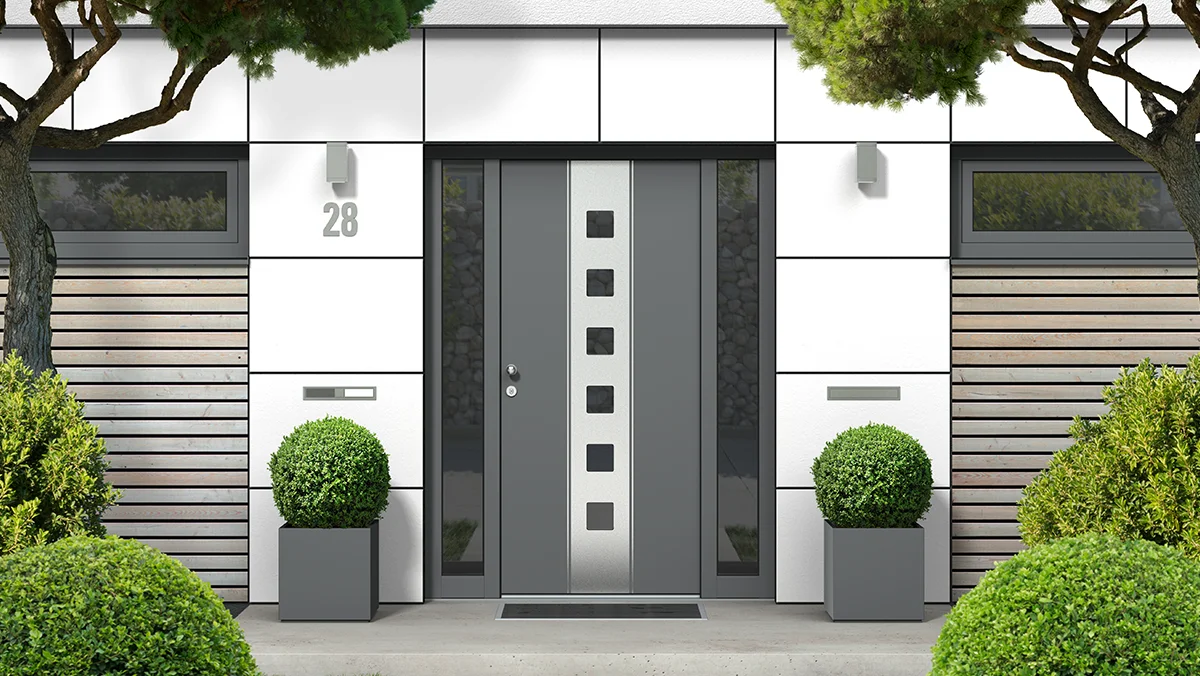 3d render of the exterior of a commercial building.