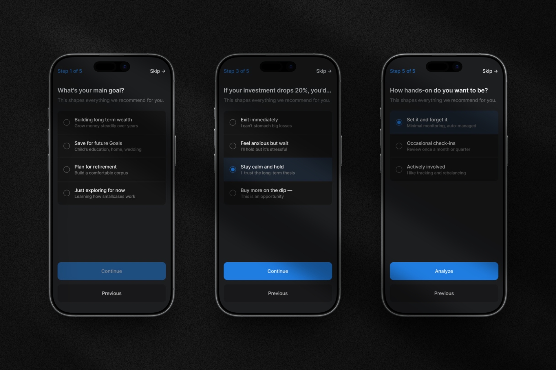 A 5 step onboarding quiz