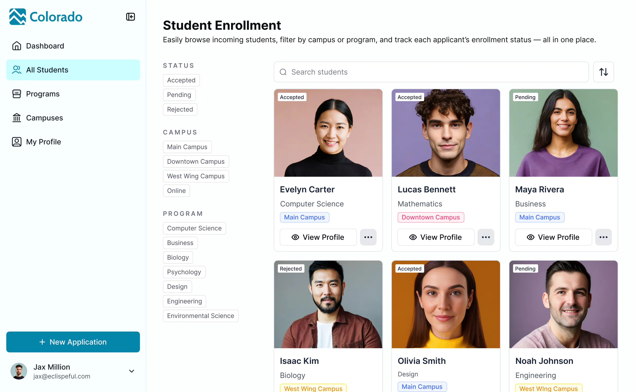 Admission enrollment software