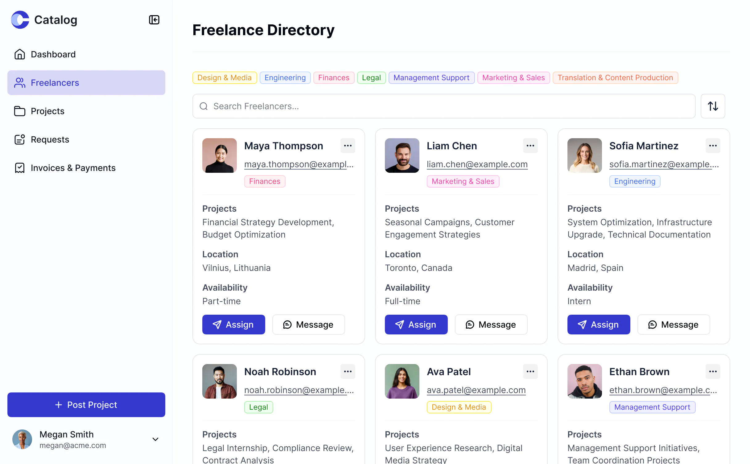 Online marketplace app for freelancers